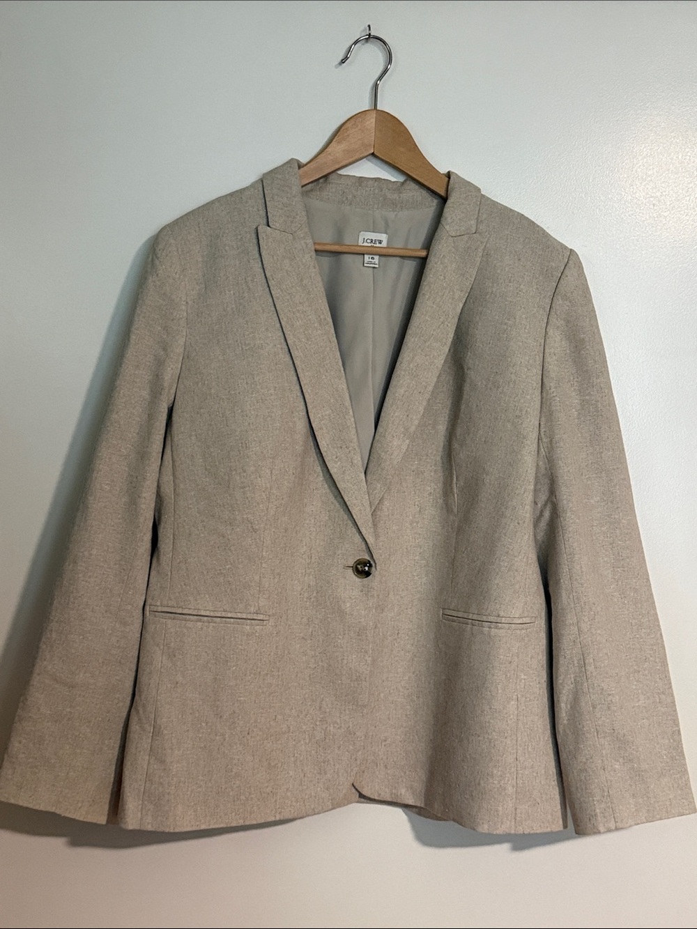 J. Crew Women's Neutral Taupe Single-Button Blazer 16